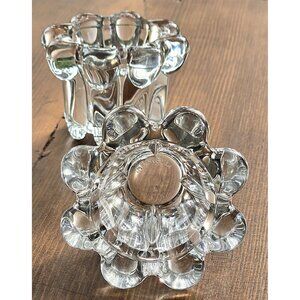 Vintage KIG Tapered Tulip Crystal Glass Candlestick Holders Set - Indonesia